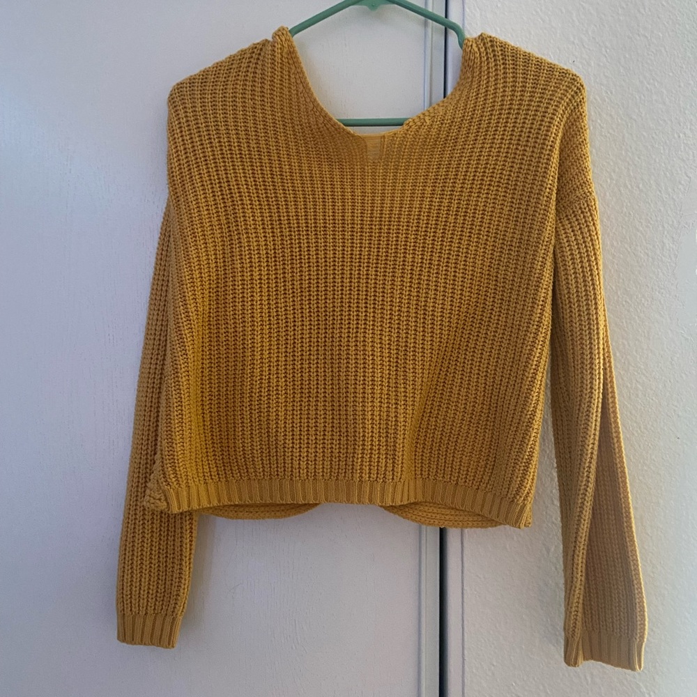 Yellow Knitted Sweater- Off the shoulder